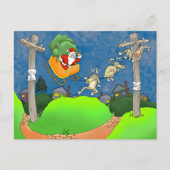 Hängande med tomten. helg vykort (Framsida)