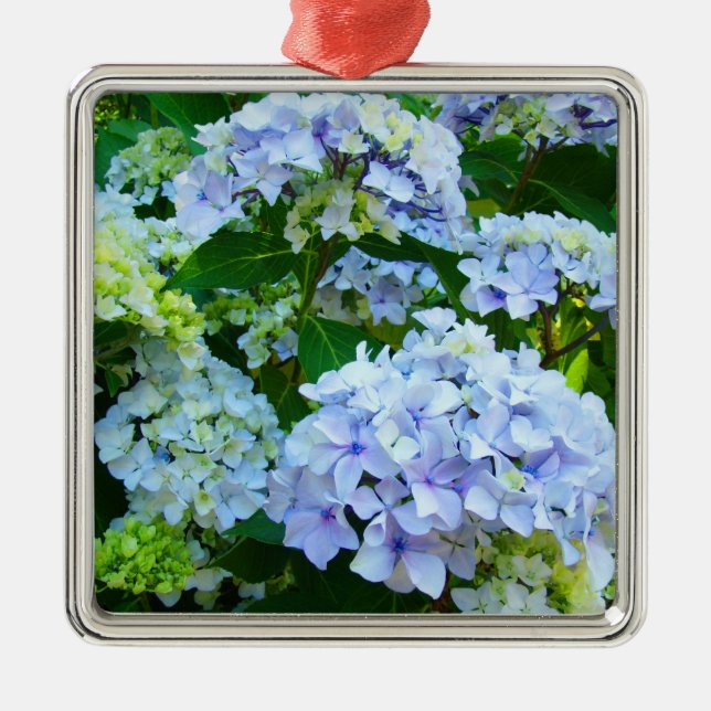 Hängande prydnad Blå Hortensia Blommor Julgransprydnad Metall (Framsidan)
