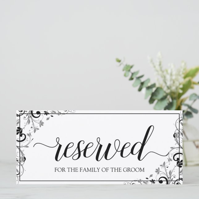 Hängande Reserverad skylt | Chic Bouquet (Svart &  (Stående Fram)