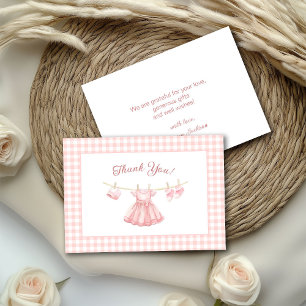 Hängande rosa klänning Babyflicka Baby shower tack Kort