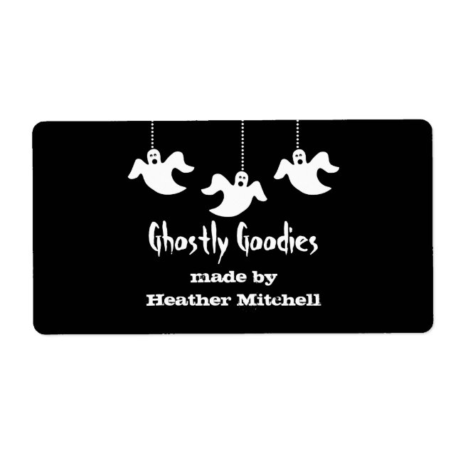 Hängande Spöken Halloween-etiketter, svart Fraktsedel (Framsidan)