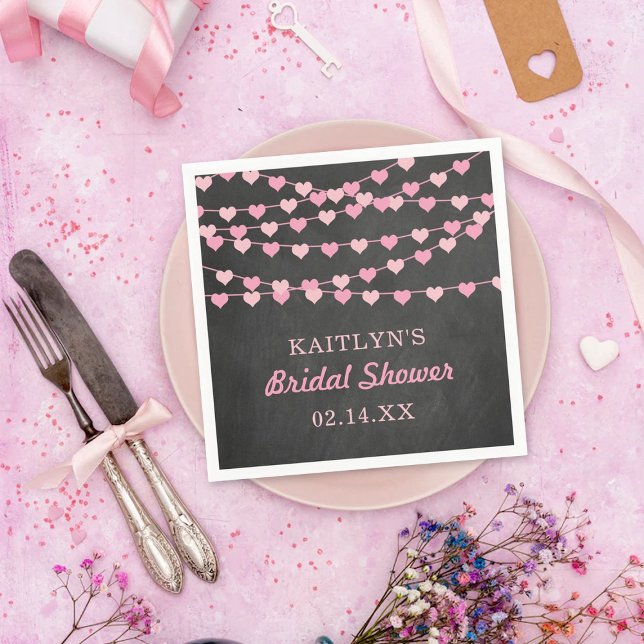 Hängande sträng kärlek hjärtan bröllopsdusch pappersservett (Skapare uppladdad)