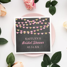 Hängande sträng kärlek hjärtan bröllopsdusch pappersservett