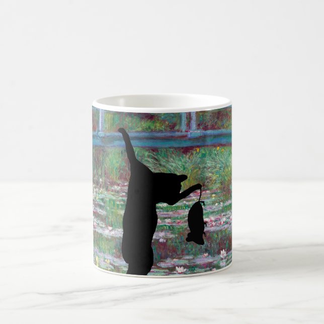 Hängande svart katt och mus kaffemugg (Center)