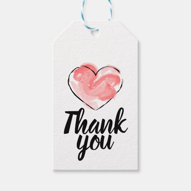 Hängande tack för märkre med rött hjärta presentetikett (Framsidan)