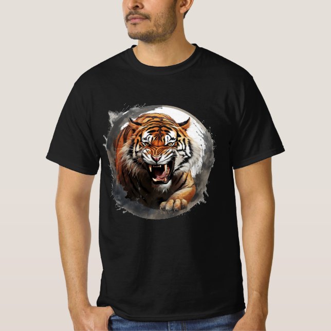 Hängande Tiger T-shirt - Grått Circles (Framsida)