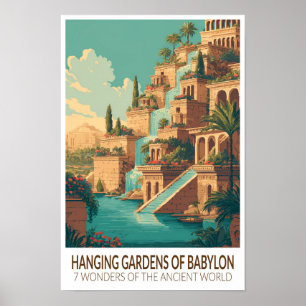 Hängande trädgårdar i Babylon 7 underverk i världe Poster