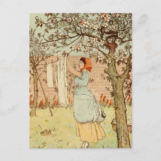 Hängande ut Tvätt Vykort (Framsida)