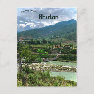 Hängbro i Bhutan Vykort