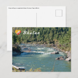 Hängbro över en flod i Bhutan Vykort