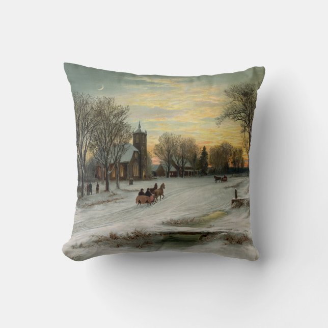 Hänge för prydnad för vintagejulaftonnatt kudde (Framsida)