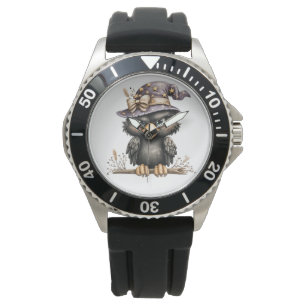Hänger bara runt, Mysterisk, busig Kråka. Armbandsur