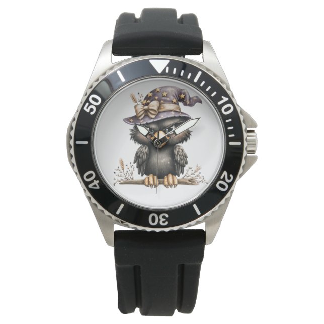 Hänger bara runt, Mysterisk, busig Kråka. Armbandsur (Framsida)