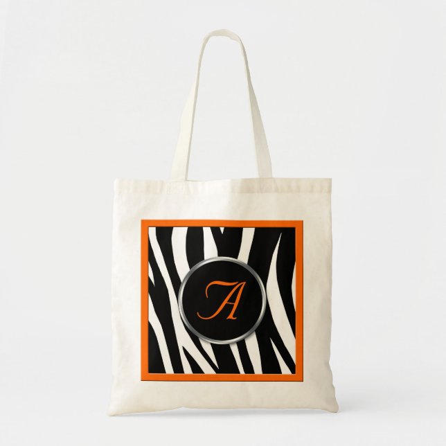 Hänger lös den orange Monogramtotot för chic zebra Tygkasse (Framsidan)