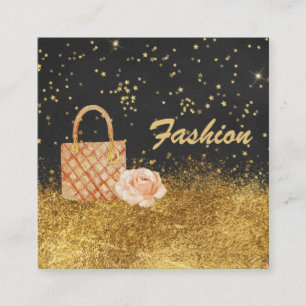 HÄNGER LÖS guld- glitter för *~*stjärnor ROSA Fyrkantigt Visitkort