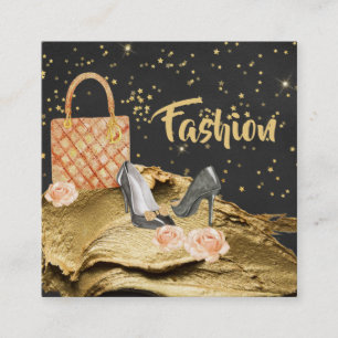 HÄNGER LÖS guld- glitterHÄL för *~* ROSA MODE Fyrkantigt Visitkort
