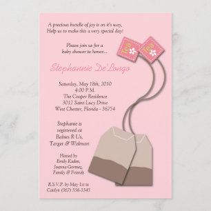hänger lös rosa Tea 5x7 inbjudan för Teapartybaby