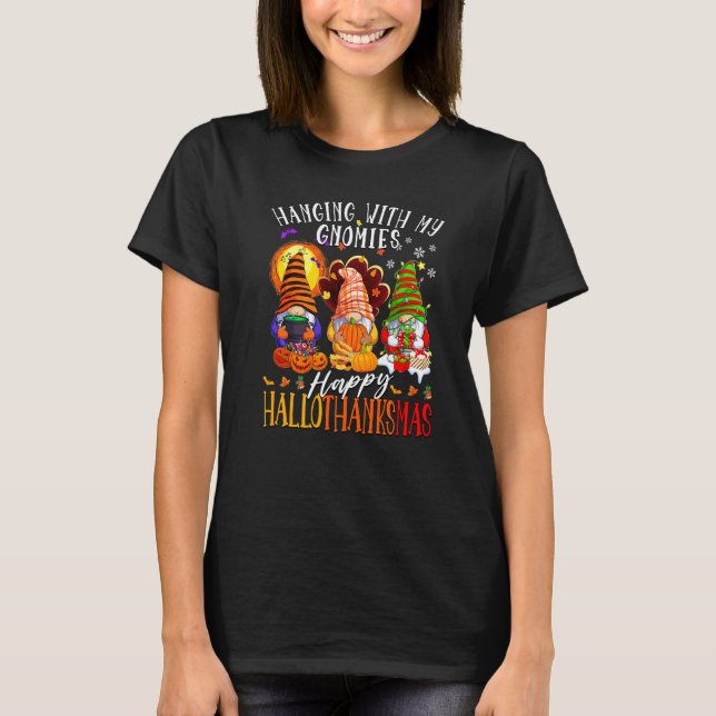 Hänger med mina gnomer Glad Hallothanksmas-gnom T Shirt (Framsida)