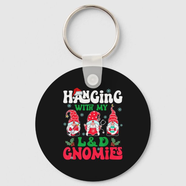 Hänger med mina L&amp;d Tomtar Sjuksköterska Tomte Nyckelring (Framsida)
