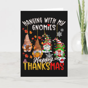 Hänger med mina tomtar Glad Thanksmas Tackgivnings Kort
