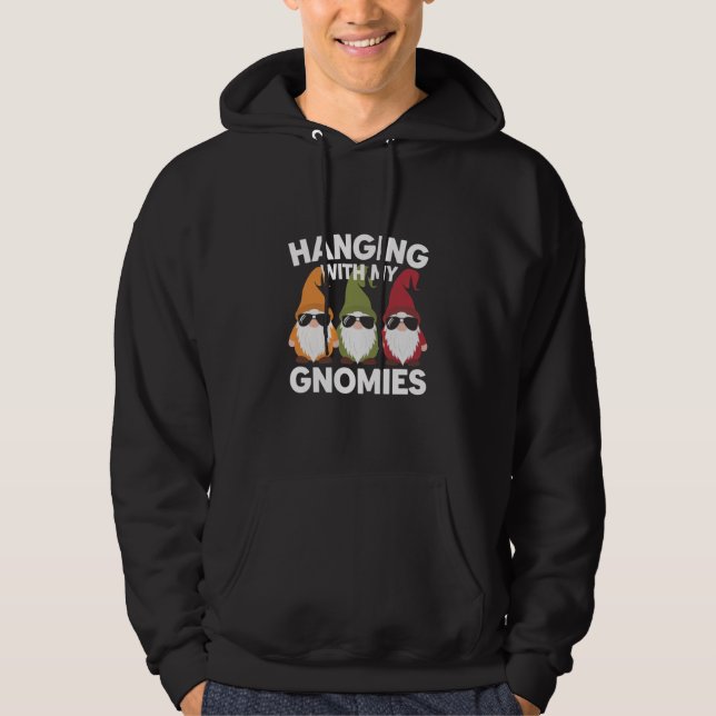 Hänger Med Mina Tomtar Rolig Trädgårdstomte Hoodie (Framsida)