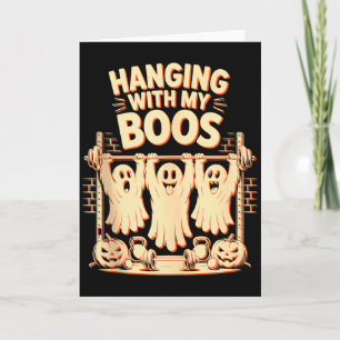 Hänger med mina vänner Rolig Halloween-spök-tränin Kort