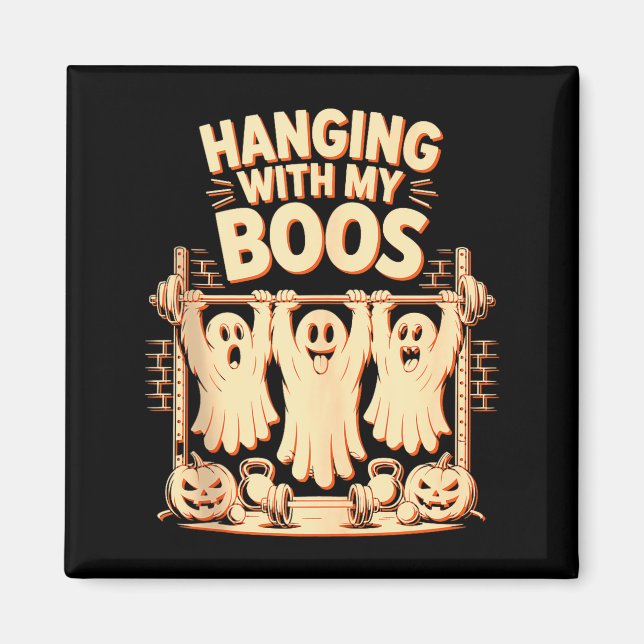Hänger med mina vänner Rolig Halloween-spöke träni Magnet (Framsidan)