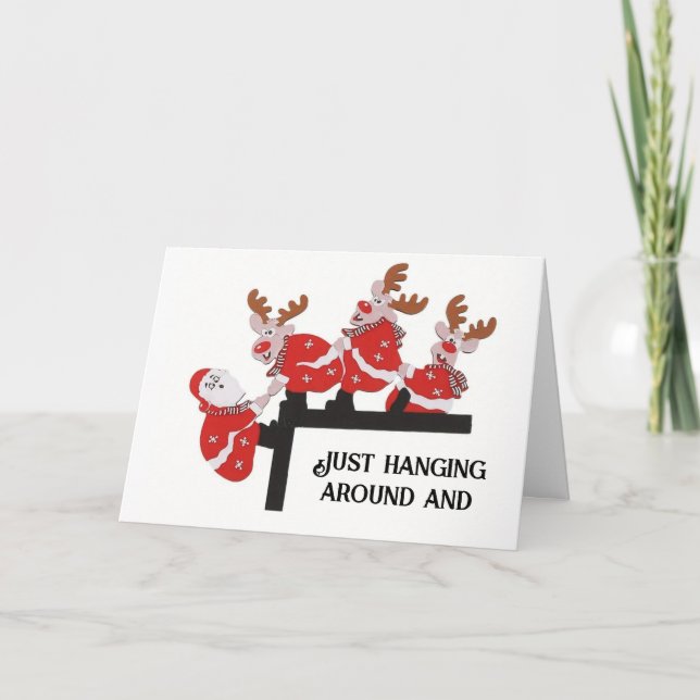 HÄNGER RUNT FÖR ATT SÄGA "GLAD JUL" KORT (Framsida)