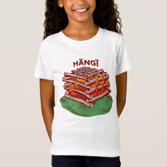 Hangi Maori Cooking Food Kai T Shirt (Framsida)