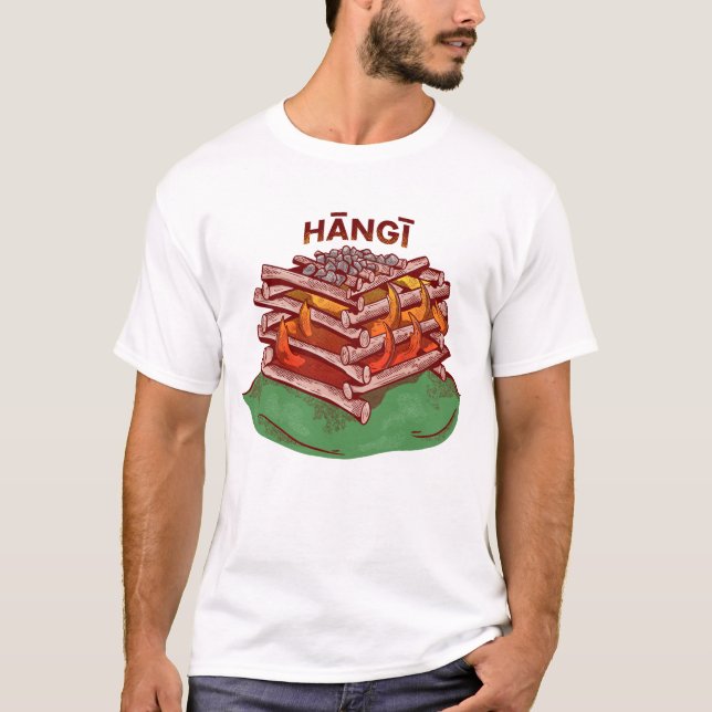 Hangi Maori Cooking Food Kai T Shirt (Framsida)