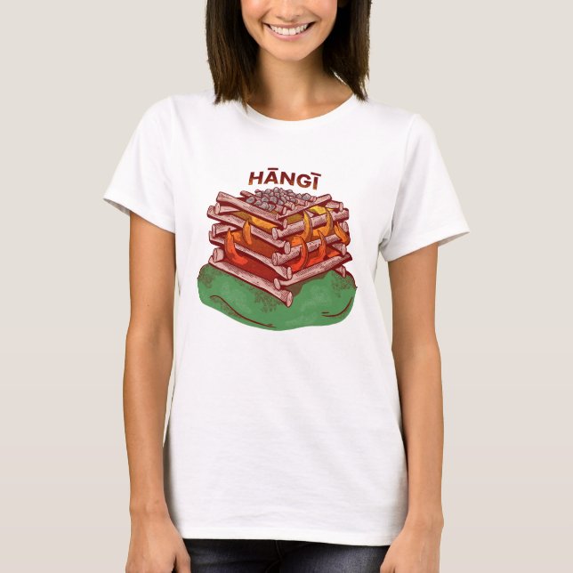 Hangi Maori Cooking Food Kai T Shirt (Framsida)