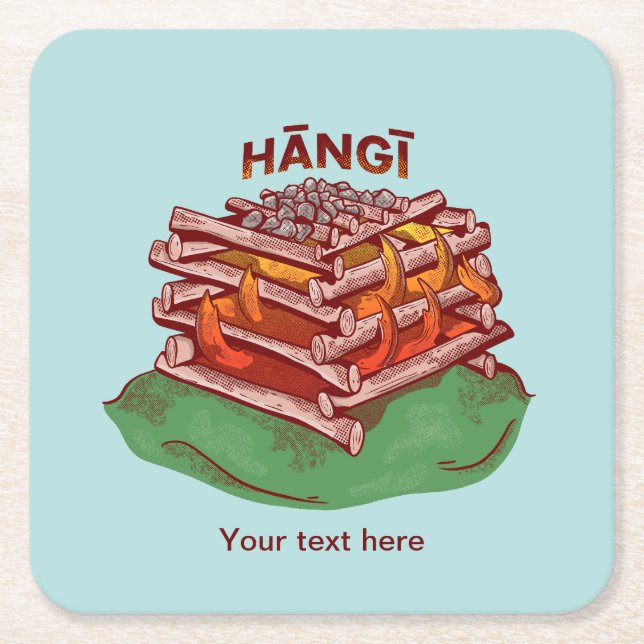 Hangi Maori Cooking Food Kai Underlägg Papper Kvadrat (Framsidan)