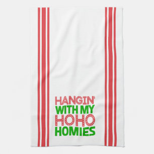 Hangin med mina homier, röda och Grönt jul Kökshandduk