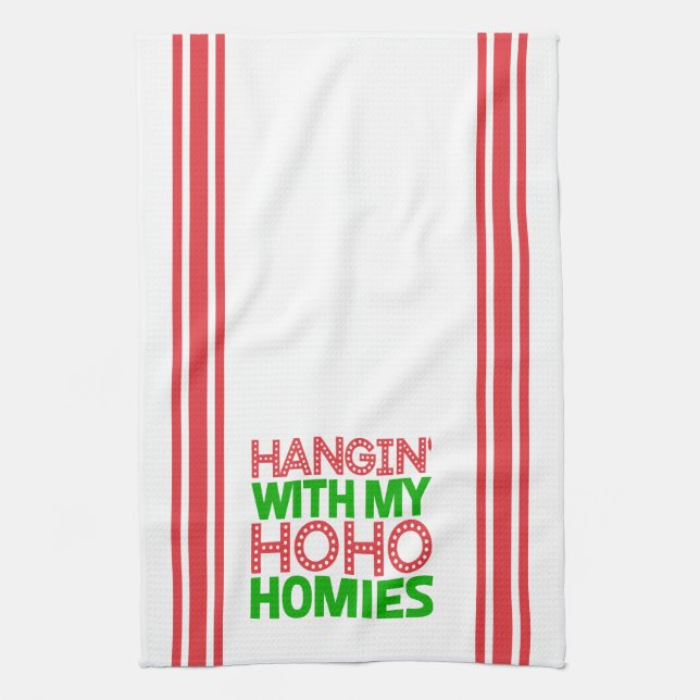 Hangin med mina homier, röda och Grönt jul Kökshandduk (Vertikal)