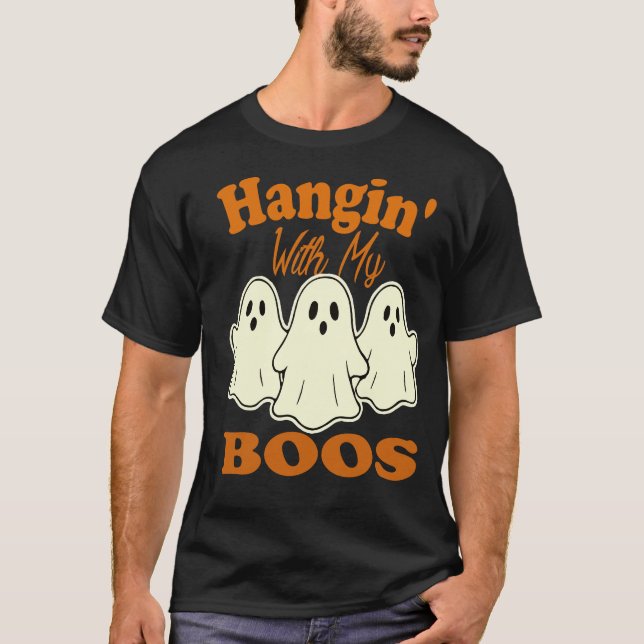 Hangin’ with My Boos - Cute Halloween Ghost T Shirt (Framsida)