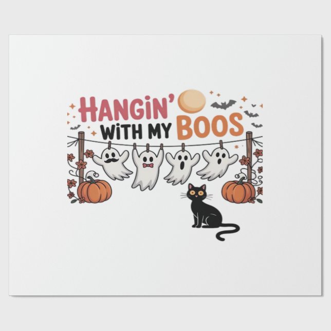 Hangin With My Boos Ghost Holding Black Cat Funny  Presentpapper (Platt)