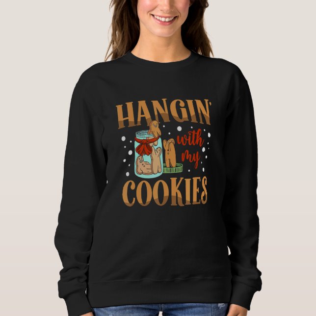 Hangin With My Cookies Gingerbread Christmas Teach T Shirt (Framsida)