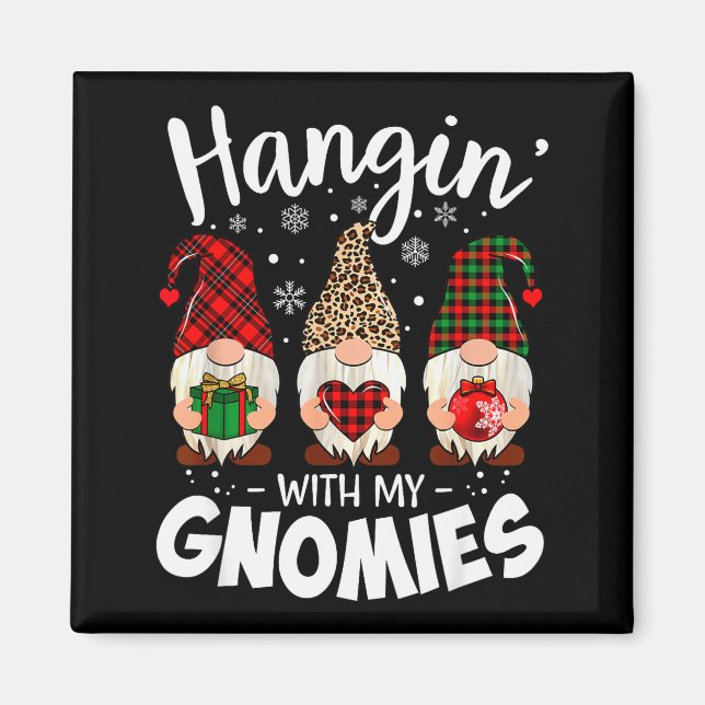 Hangin With My Gnomie Leopard Women Christmas Gnom Magnet (Framsidan)
