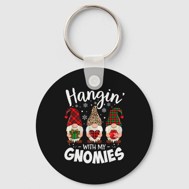 Hangin With My Gnomie Leopard Women Christmas Gnom Nyckelring (Framsida)