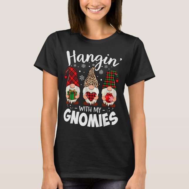 Hangin With My Gnomie Leopard Women Christmas Gnom T Shirt (Framsida)