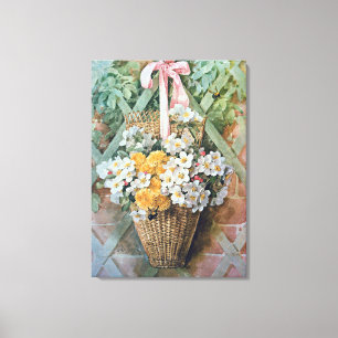 Hanging Basket av Flowers av Paul de Longpre Canvastryck