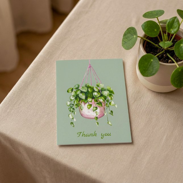 Hanging Basket Greenery Watercolor Tack Kort (Hanging Basket Greenery Watercolor Thank You.)