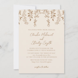 Hanging Blommigts Foliage Warm Beige Boho Inbjudningar