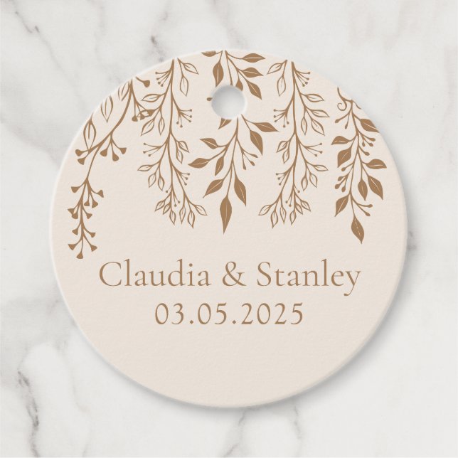 Hanging Blommigts Foliage Warm Romantic Boho Earth Gåvor Etiketter (Framsida)