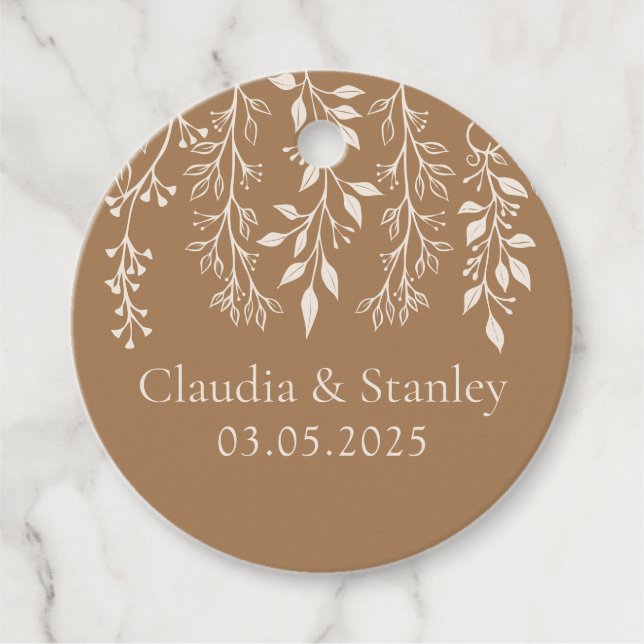 Hanging Blommigts Foliage Warm Romantic Boho Earth Gåvor Etiketter (Framsida)