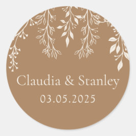 Hanging Blommigts Foliage Warm Romantic Boho Earth Runt Klistermärke