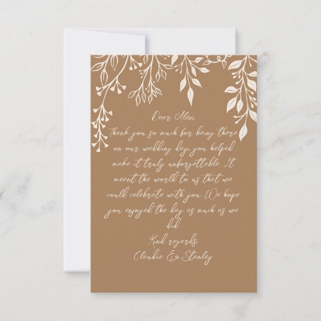 Hanging Blommigts Foliage Warm Romantic Boho Earth Tack Kort (Framsida)