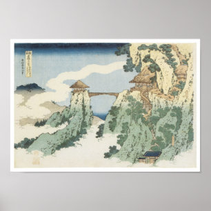 Hanging Cloud Bridge, Hokusai, 1834 Poster