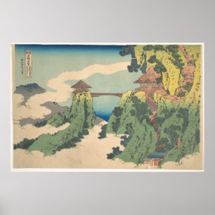 Hanging-Cloud Bridge vid Mount Gyōdō nära Ashikaga Poster