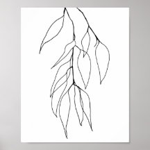 Hanging Eucalyptus Minimalist Botanical Line Art